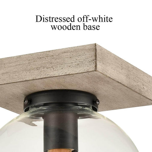 Industrial Glass Globe Ceiling Light with Distressed Wooden Canopy